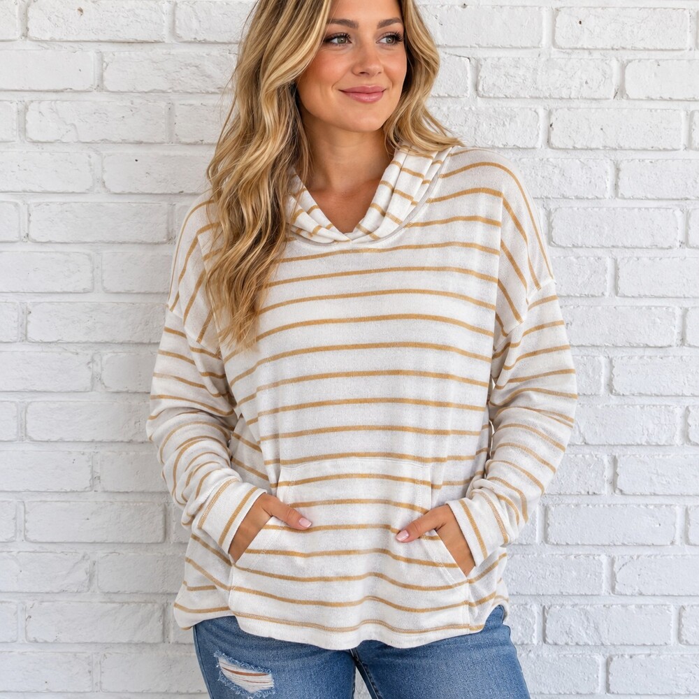 American Eagle Soft & Sexy Plush Striped Cowl Neck Top XL - Picture 13 of 13